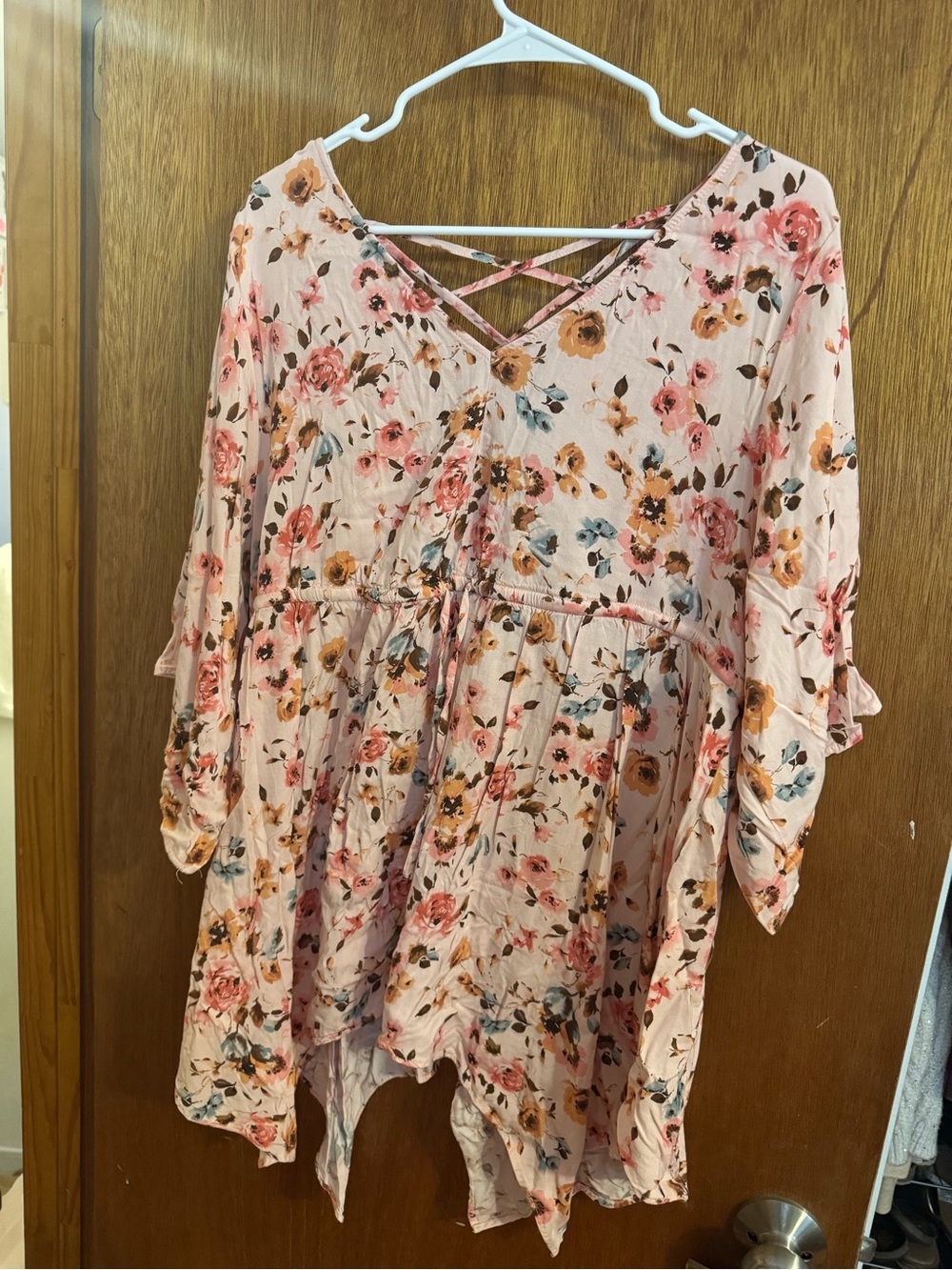 torrid Blush Floral V-Neck Babydoll Tunic